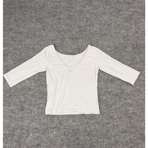 Vintage Azzure Love‎ Life Denim White Crew Neck Embroidered Top L NWT
